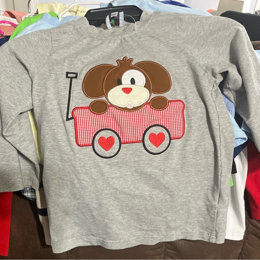 Smock Monkey size 6 valentine appliqué shirt vguc
